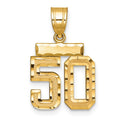 10k Small Brushed Diamond-cut Number 50 Charm