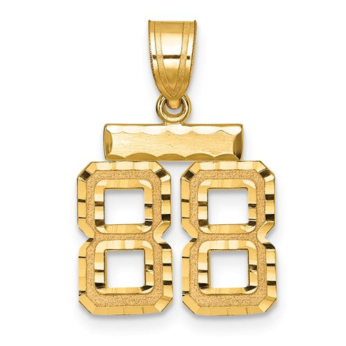 10k Small Brushed Diamond-cut Number 88 Charm