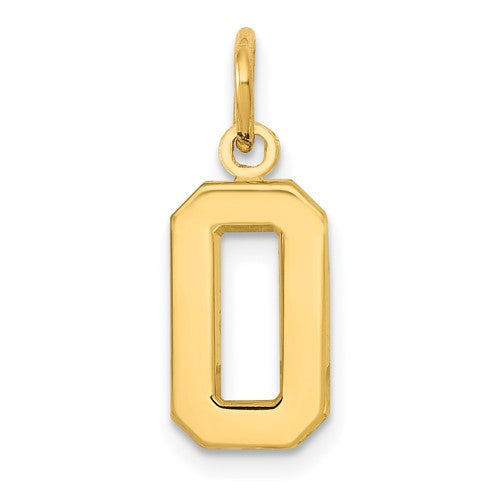 10k Small Polished Number 0 Charm