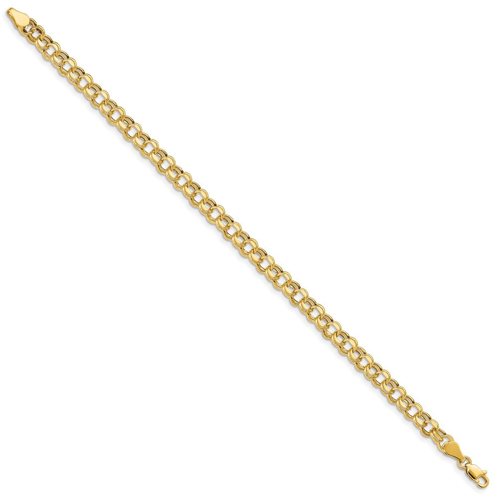 10k Lite 5mm Diamond-cut Double Link Charm Bracelet