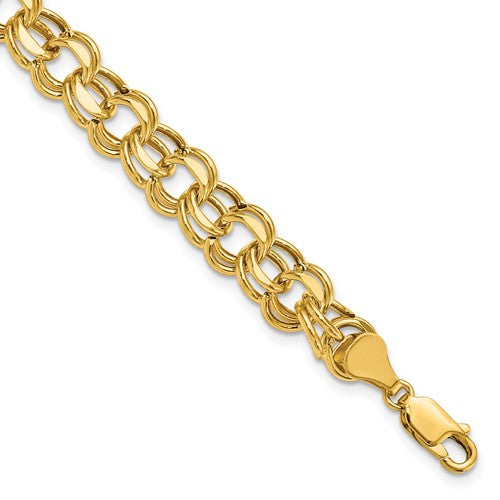 10k Lite 8mm Double Link Charm Bracelet
