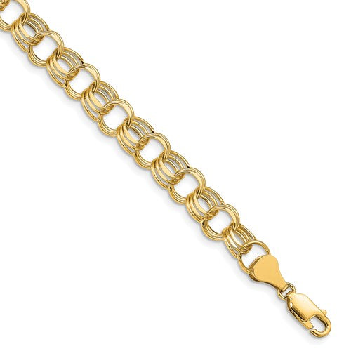 10k Lite 8mm Triple Link Charm Bracelet