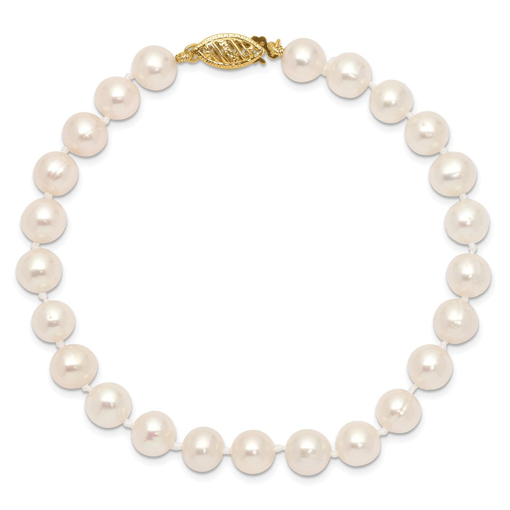 10k 6-7mm White Near Round Freshwater Cultured Pearl Bracelet