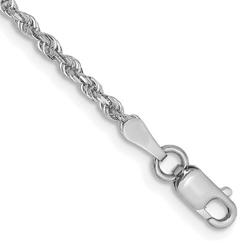 10k White Gold 2.0mm D/C Quadruple Rope Chain Anklet