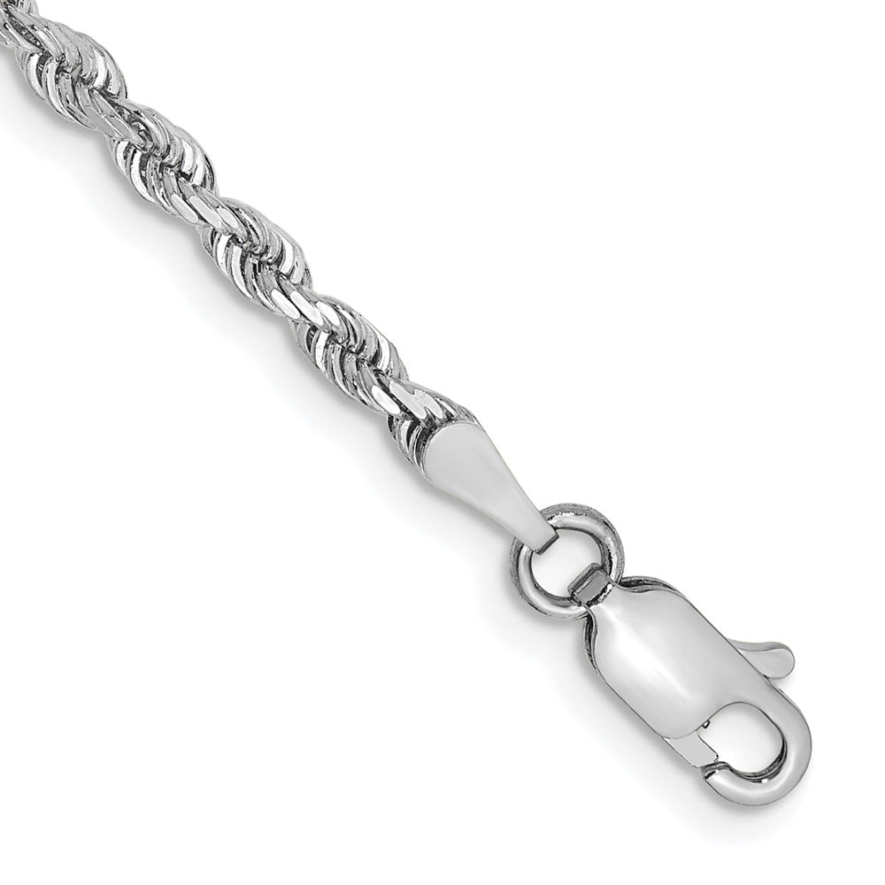 10k White Gold 2.75mm D/C Quadruple Rope Chain Anklet
