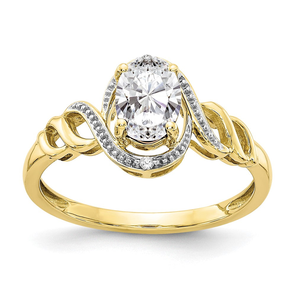 10K White Topaz and Diamond Ring