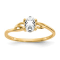 10k Polished Genuine White Topaz Birthstone Ring