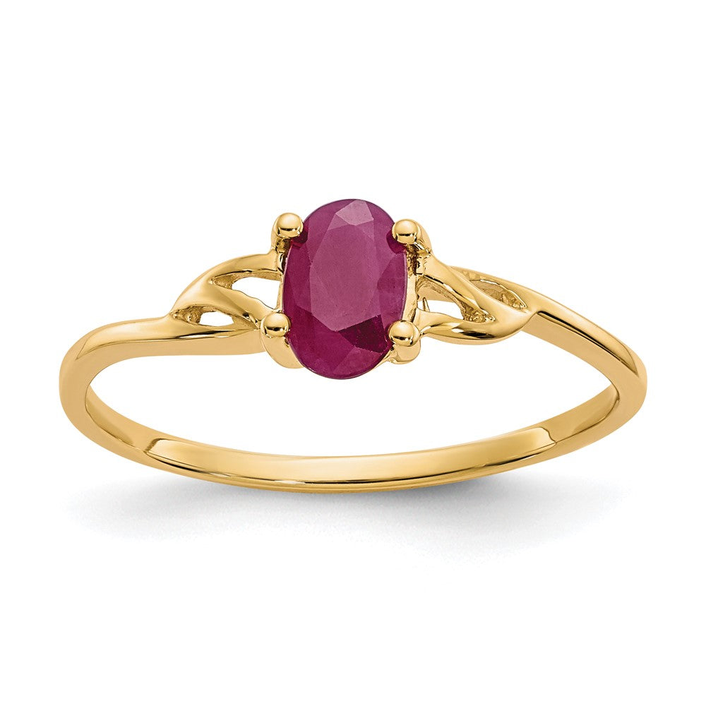 10k Polished Genuine Ruby Birthstone Ring