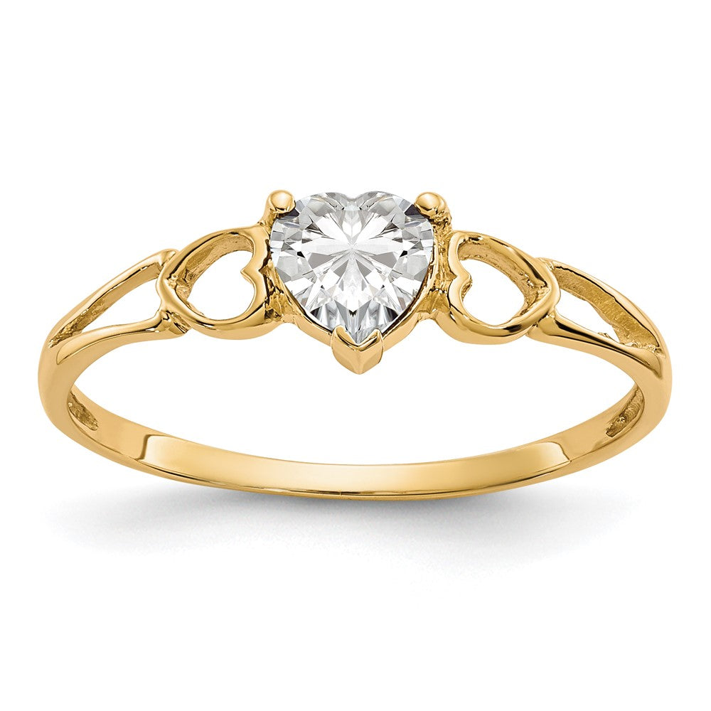10k Polished Genuine White Topaz Birthstone Ring