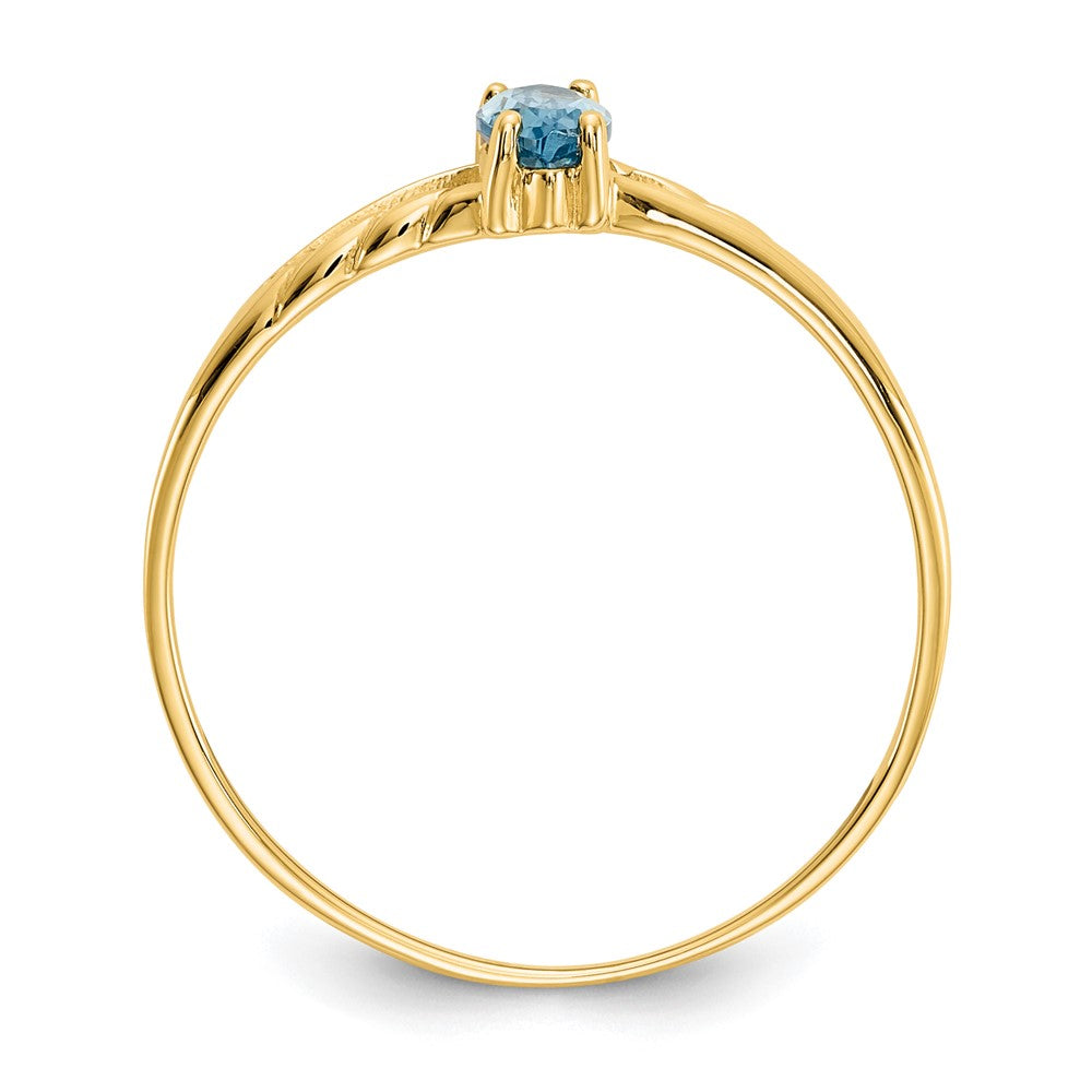 10k Polished Genuine Blue Topaz Birthstone Ring