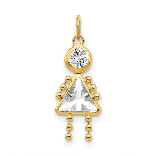 10k April Girl Birthstone Charm
