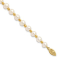 10K 6-7mm White Near Round FW Cultured Pearl Bead Bracelet