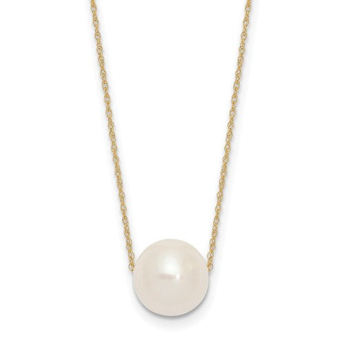10k 10-11mm Round White FWC Pearl Rope Necklace