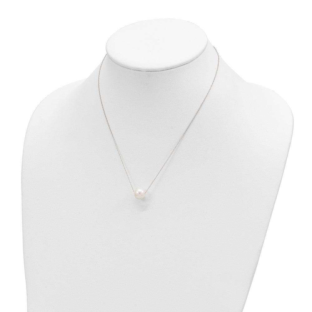 10k White Gold 10-11mm Round White FWC Pearl Rope Necklace