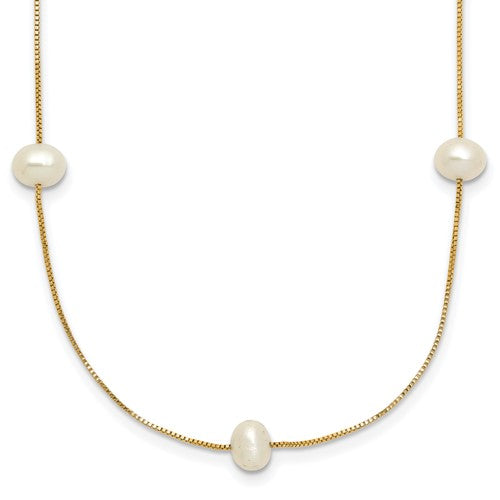 10k 5-6mm Round White FWC Pearl 9-Station Necklace
