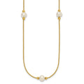 10k Polished 8-9mm Semi-Round FWC Pearl 3 Station 18in Necklace