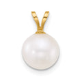 10k 8-9mm Round White Freshwater Cultured Pearl Pendant