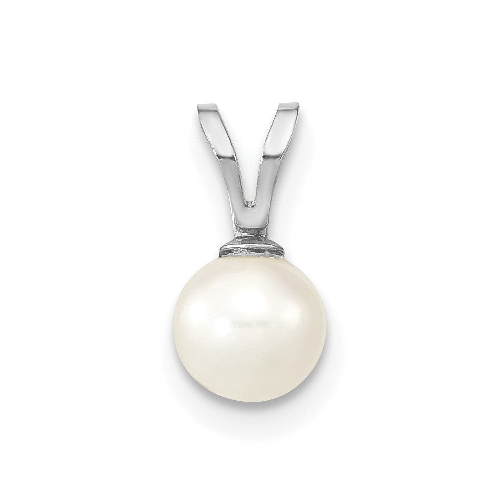 10k WG 5-6mm Round White Freshwater Cultured Pearl Pendant