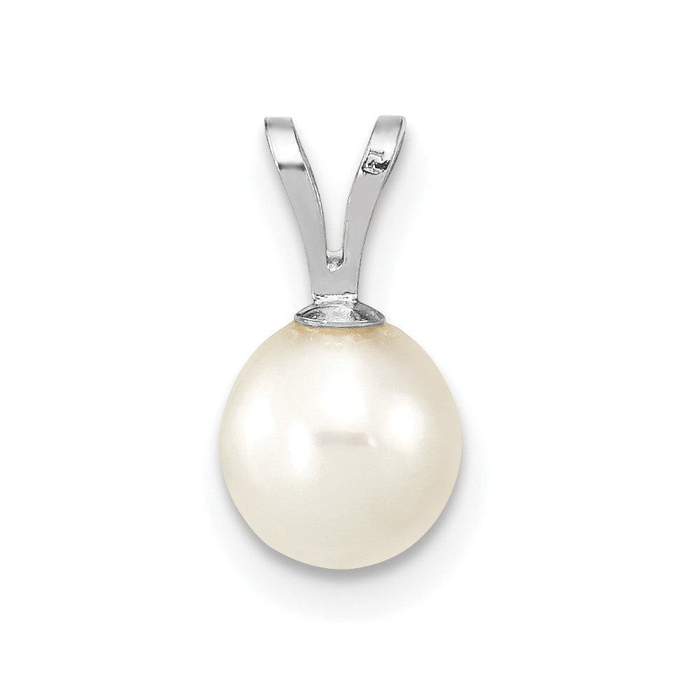 10k WG 6-7mm Round White Freshwater Cultured Pearl Pendant
