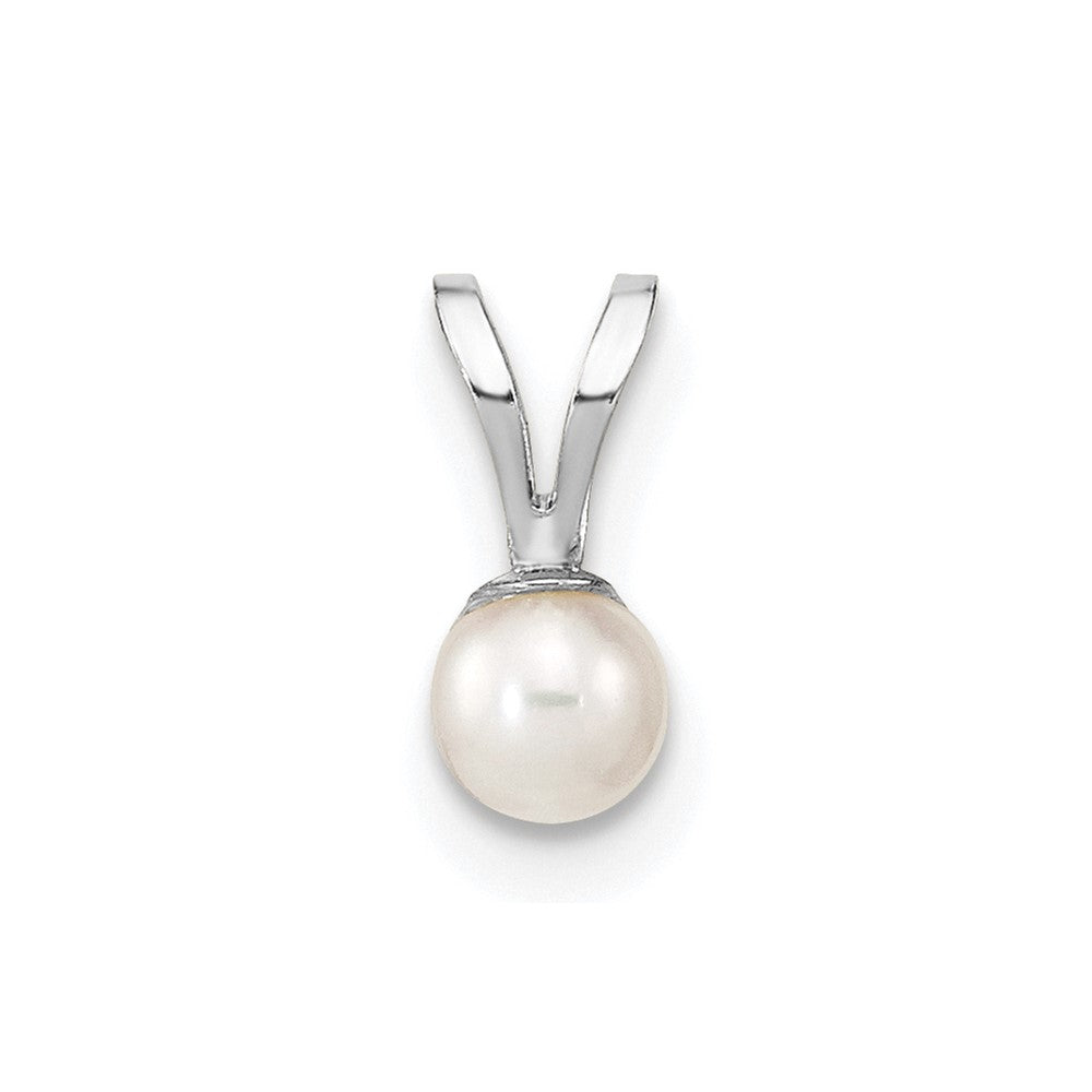 10k WG 3-4mm Round White Freshwater Cultured Pearl Pendant