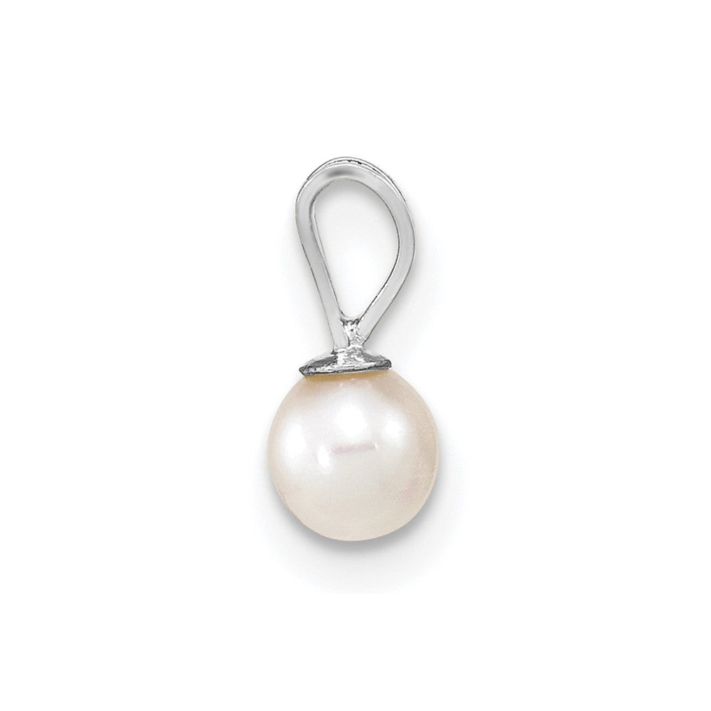 10k WG 4-5mm Round White Freshwater Cultured Pearl Pendant