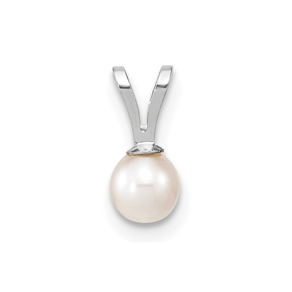 10k WG 4-5mm Round White Freshwater Cultured Pearl Pendant
