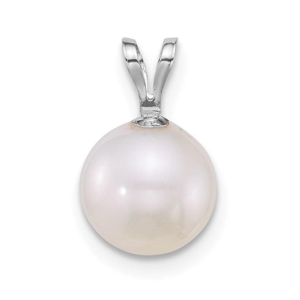 10k WG 8-9mm Round White Freshwater Cultured Pearl Pendant