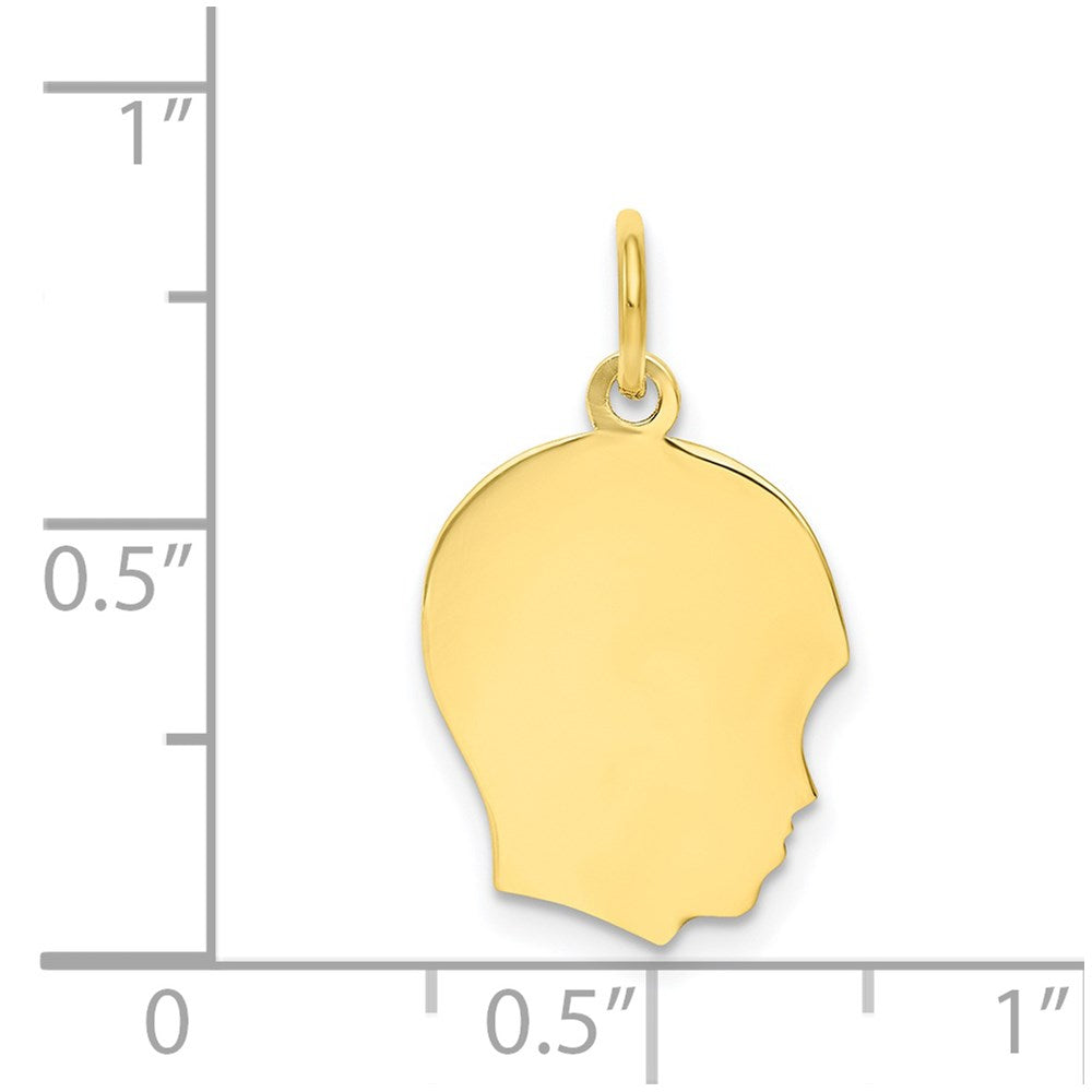 10K Plain Medium .018 Gauge Facing Right Engravable Boy Head Charm