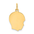 10K Plain Medium .018 Gauge Facing Right Engravable Boy Head Charm