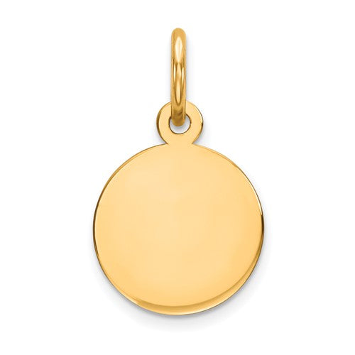 10K Plain .018 Gauge Circular Engravable Disc Charm