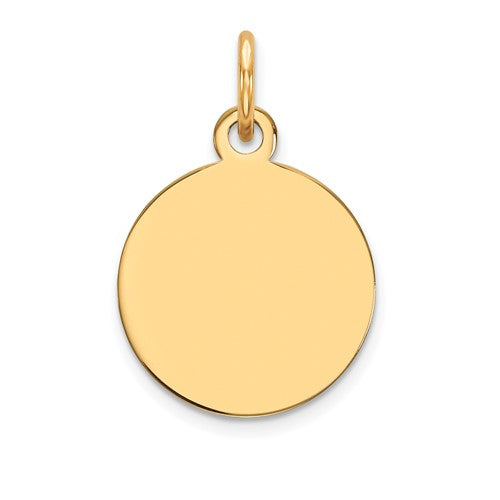 10K Plain .013 Gauge Circular Engravable Disc Charm