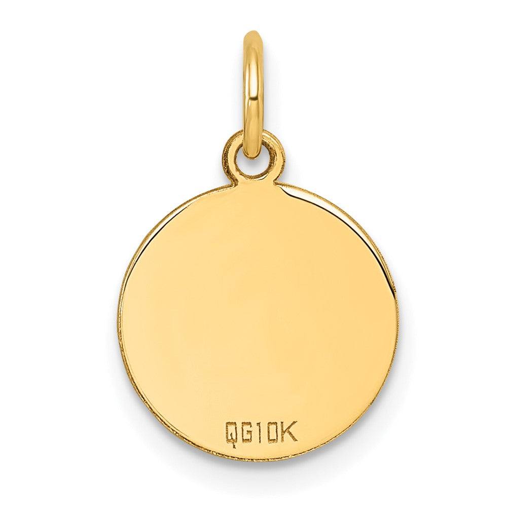 10K Plain .013 Gauge Circular Engravable Disc Charm