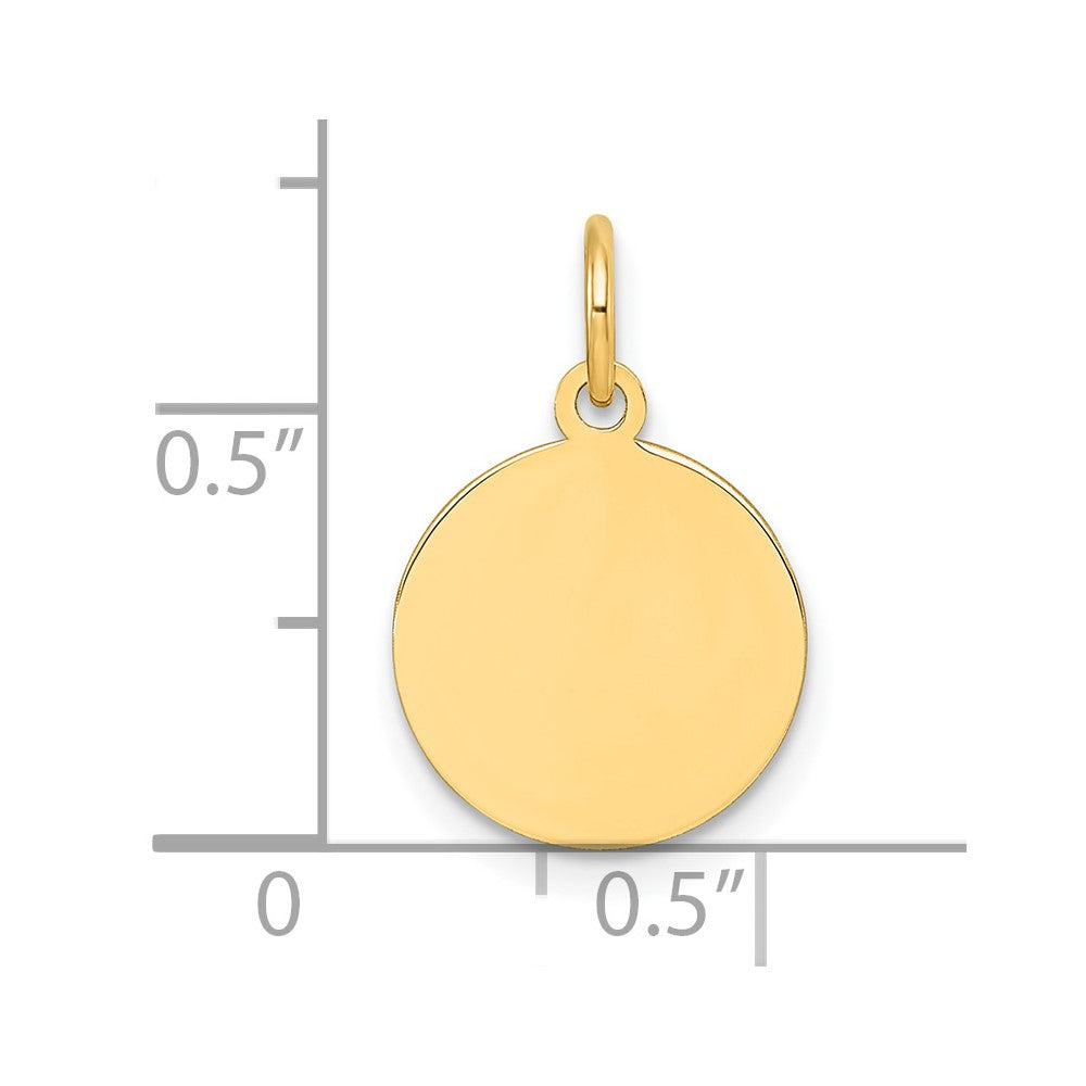 10K Plain .013 Gauge Circular Engravable Disc Charm