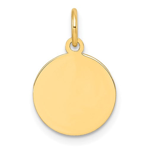 10K Plain .018 Gauge Circular Engravable Disc Charm