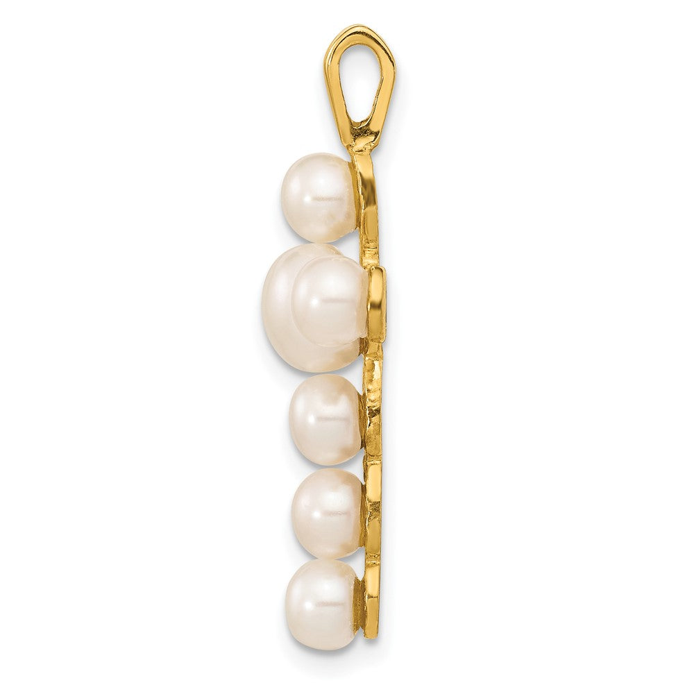 10K 4-6mm White Button Freshwater Cultured Pearl Cross Pendant