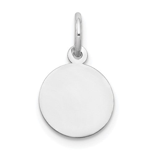 10K White Gold Plain .018 Gauge Circular Engravable Disc Charm