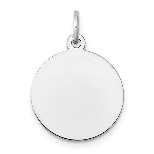 10K White Gold Plain .032 Gauge Circular Engravable Disc Charm