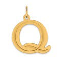 10K Polished Etched Letter Q Initial Pendant
