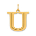 10K Polished Etched Letter U Initial Pendant