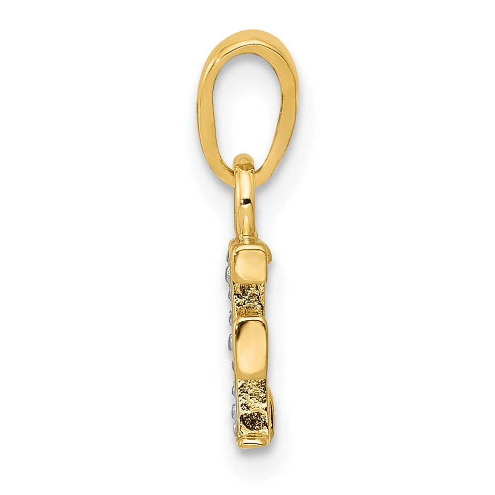 10K and Rhodium Diamond Initial F Charm