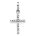 10k White Gold Polished CZ Cross Pendant