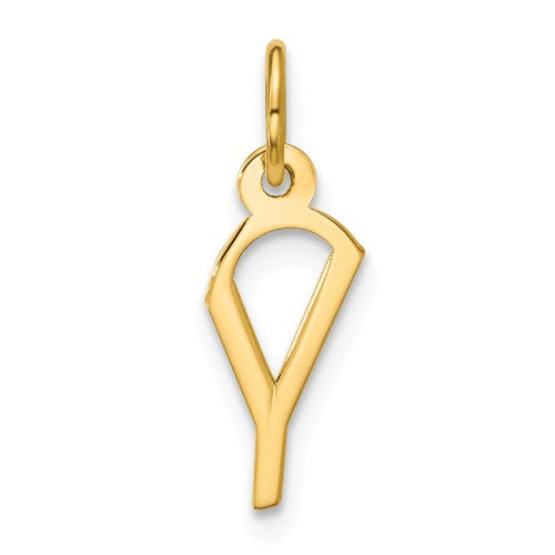 10k Small Slanted Block Letter Y Initial Charm
