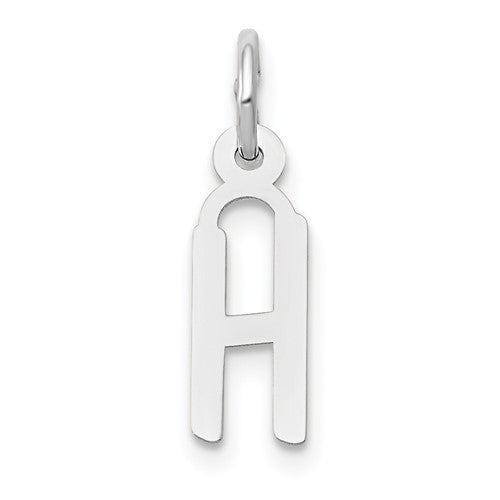 10k White Gold Small Slanted Block Initial H Charm
