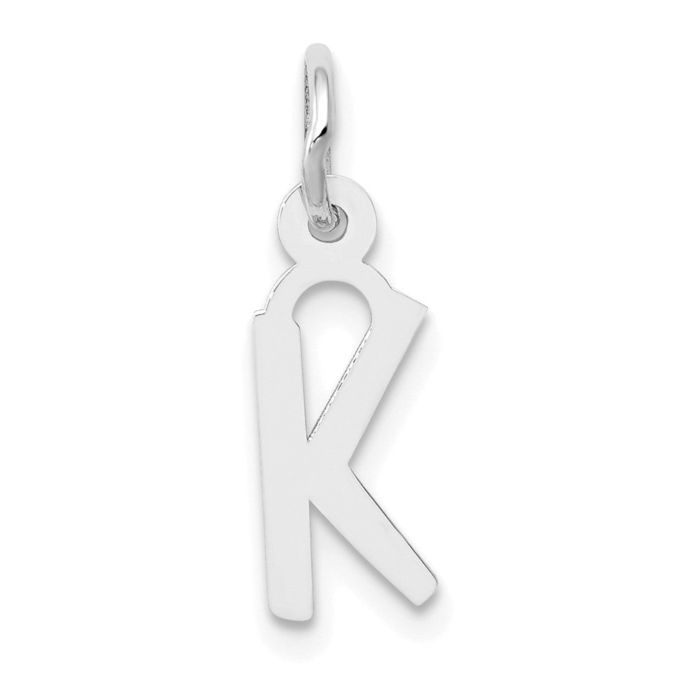 10k White Gold Small Slanted Block Initial K Charm