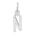 10k White Gold Small Slanted Block Initial N Charm