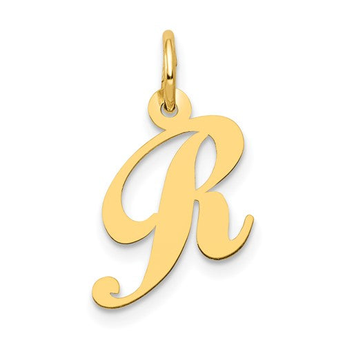 10K Medium Fancy Script Initial R Charm