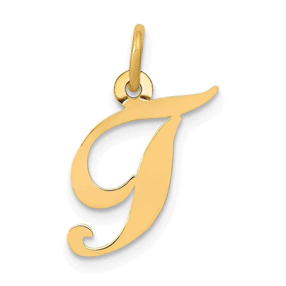 10K Medium Fancy Script Initial T Charm