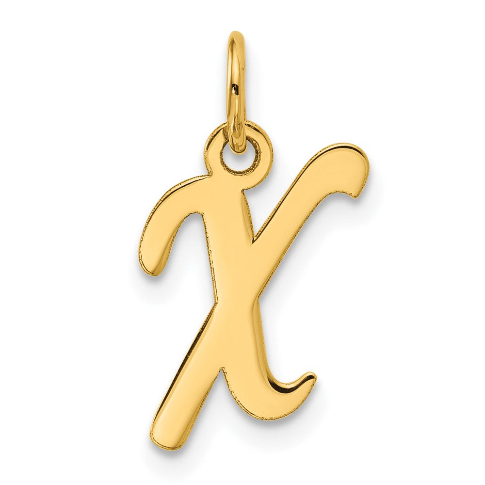 10K Medium Fancy Script Initial X Charm