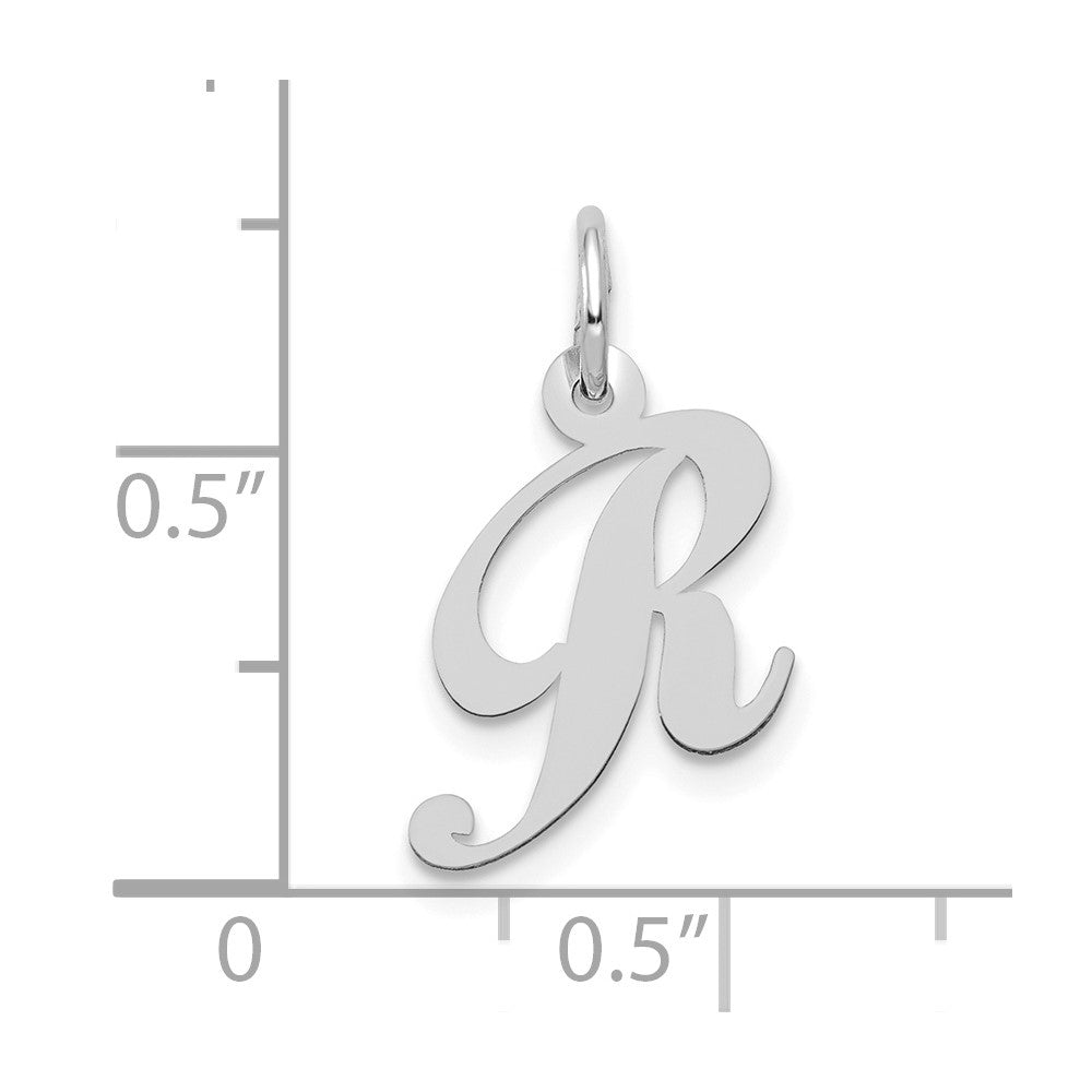 10k White Gold Medium Fancy Script Initial R Charm