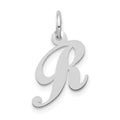 10k White Gold Medium Fancy Script Initial R Charm